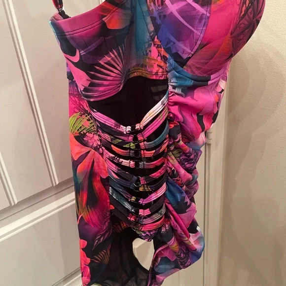 Torrid Pink and Purple Floral Swimsuit with Matching Kimono (Size 2 - 16/18) - Picture 7 of 13